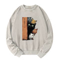Japanese Cat Washed Sweatshirt for Anime Convention