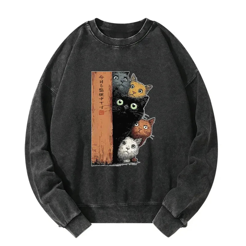 Trendy Five Cats Japanese Streetwear Sweatshirt