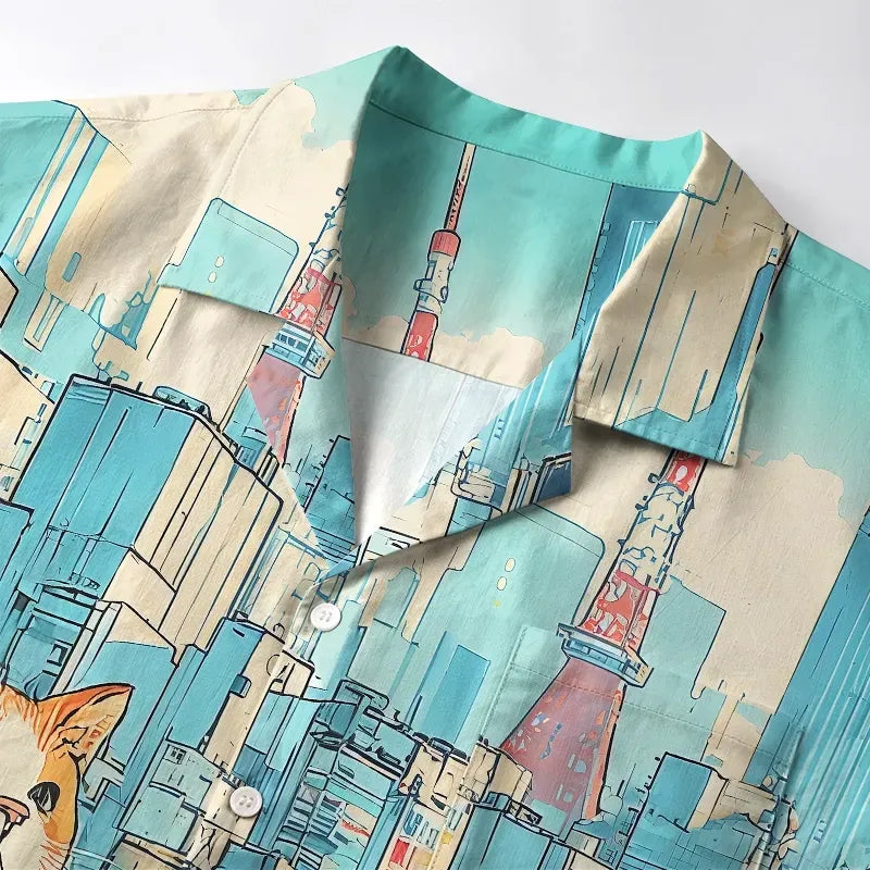 Trendy Japanese Cat Aloha Shirt