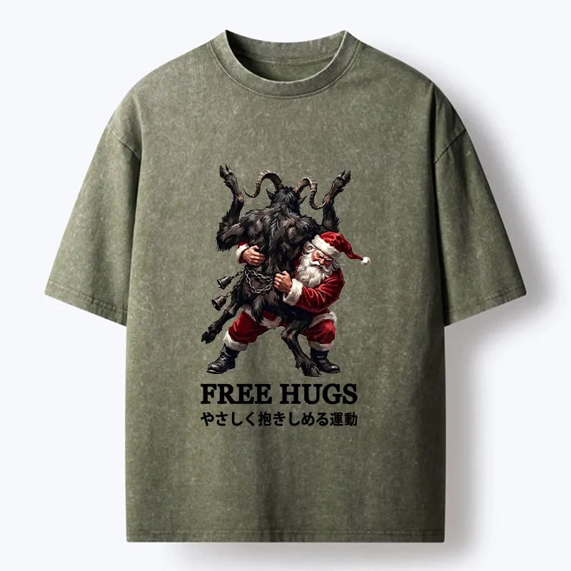 Kyoto-Lion Free Monster Hugs Washed T-Shirt
