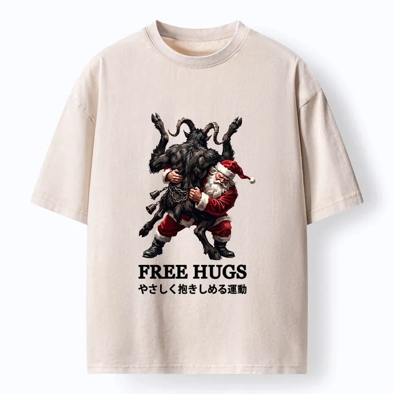 Kyoto-Lion Free Monster Hugs Washed T-Shirt