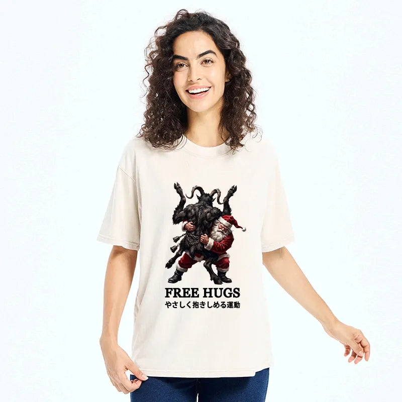 Kyoto-Lion Free Monster Hugs Washed T-Shirt
