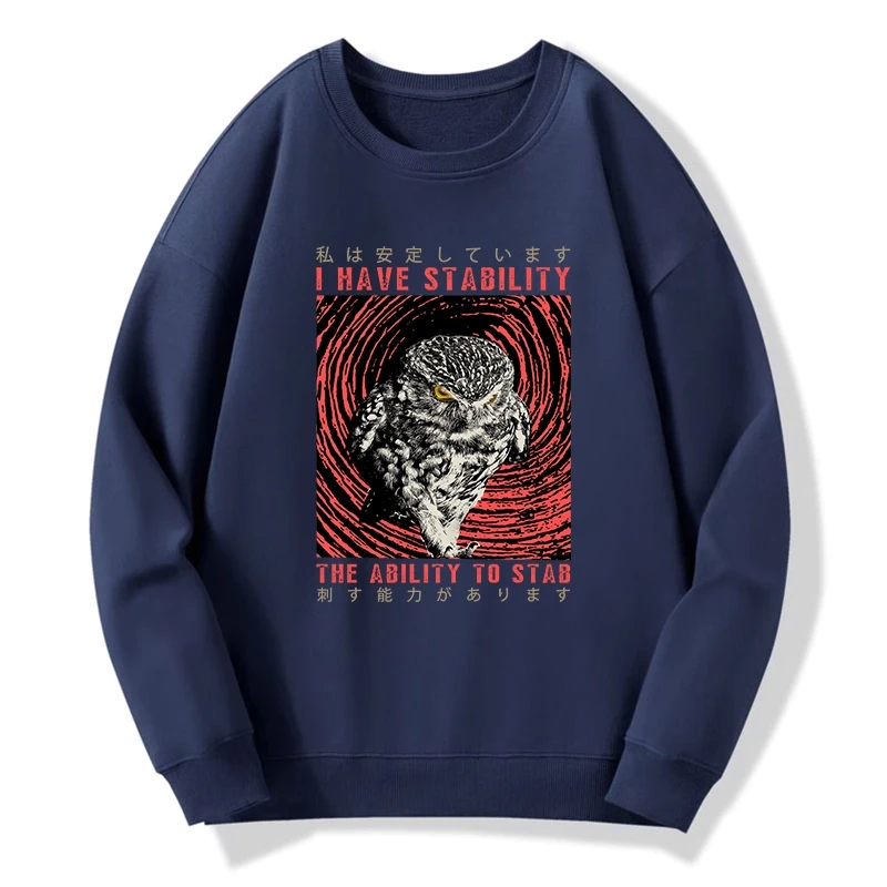 Kyoto-Lion I Have Stability Owl Sweatshirt