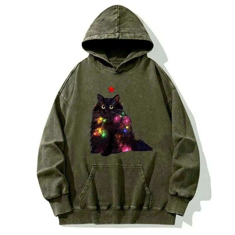 Japanese vintage cat hoodie for Christmas