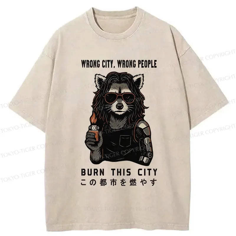Kyoto-Lion Wrong City Wrong People Washed T-Shirt
