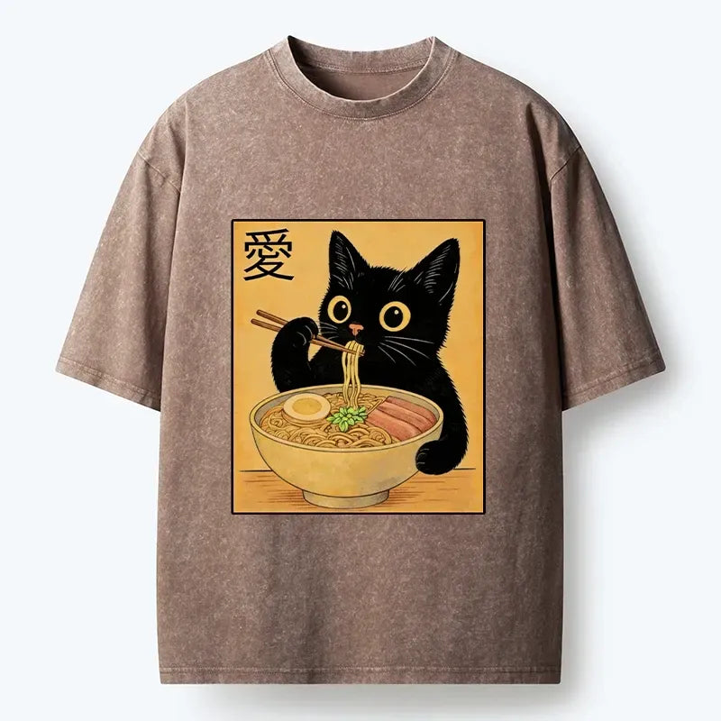 Kyoto-Lion Japanese Washed Cat T-Shirt Gift Idea