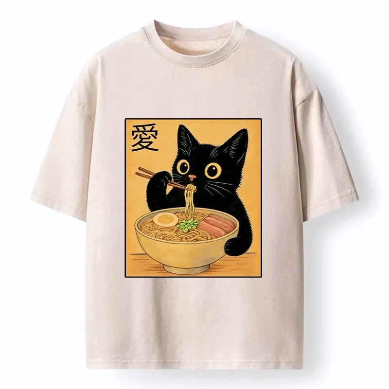 Kyoto-Lion Japanese Washed Cat T-Shirt Gift Idea