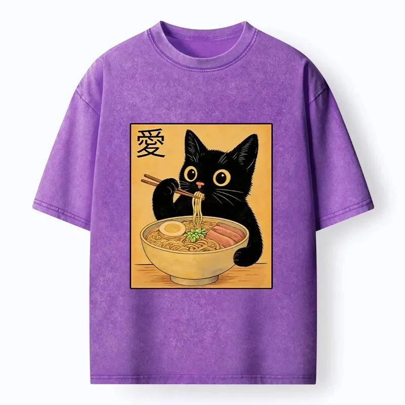 Kyoto-Lion Japanese Washed Cat T-Shirt Gift Idea