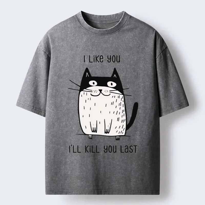 Washed Unisex Cat Tee