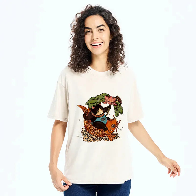 Kyoto Lion Cat Tee for Streetwear Style
