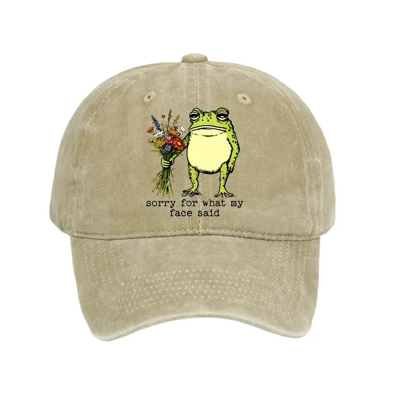 Kyoto-Lion Frog Sorry Mode Activated Washed Cap
