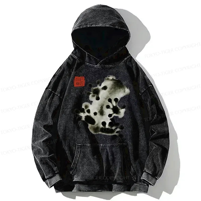 Kyoto-Lion Ink Painting Frog Washed Hoodie