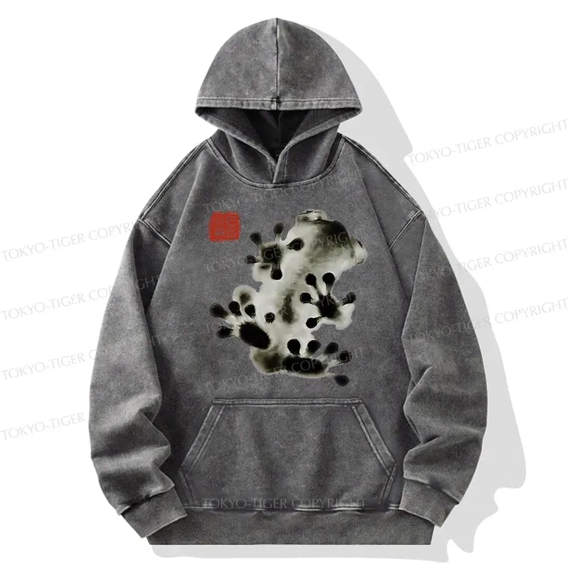 Kyoto-Lion Ink Painting Frog Washed Hoodie