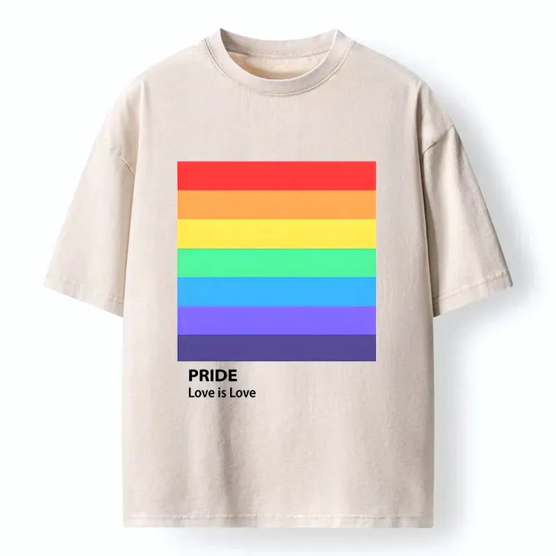 Kyoto-Lion Pride Month Rainbow Flag Art Washed T-Shirt
