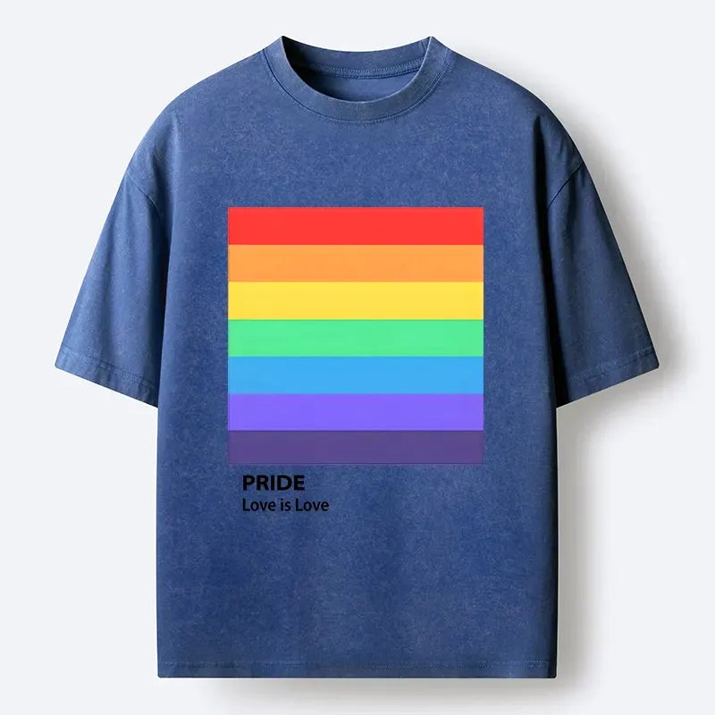 Kyoto-Lion Pride Month Rainbow Flag Art Washed T-Shirt
