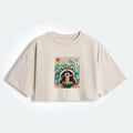 Kyoto-Lion Washed Crop T-Shirt for Women