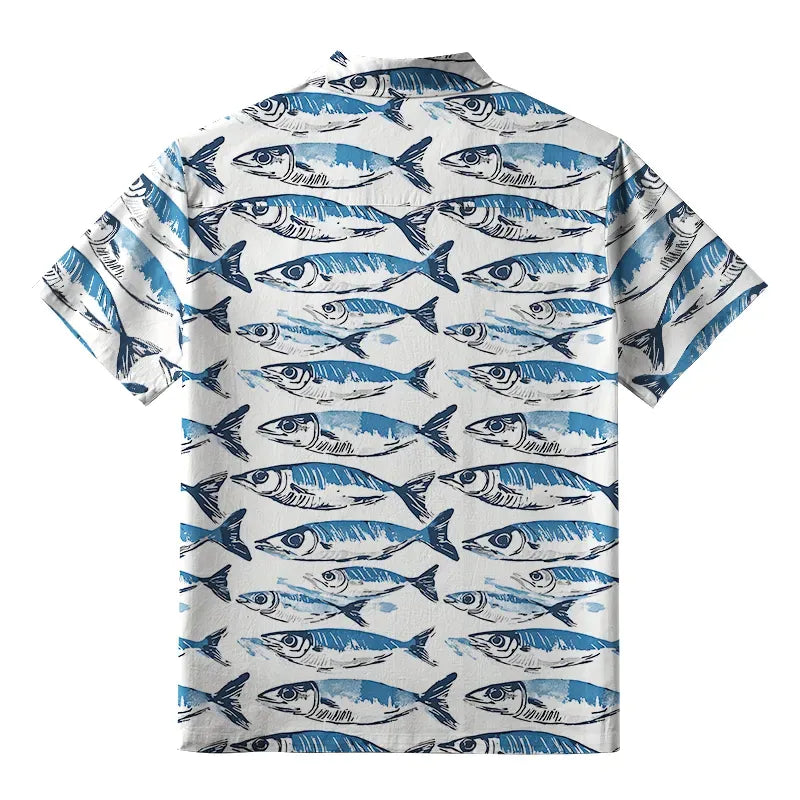 Kyoto-Lion Oceanic Fish Button-up Shirt
