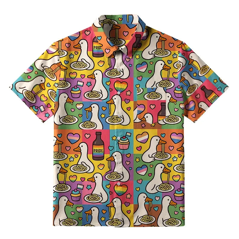 Kyoto-Lion More Spaghetti Less Upsetti Proud Goose Button-up Shirt