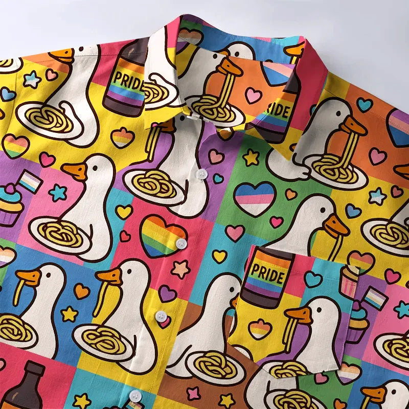 Kyoto-Lion More Spaghetti Less Upsetti Proud Goose Button-up Shirt
