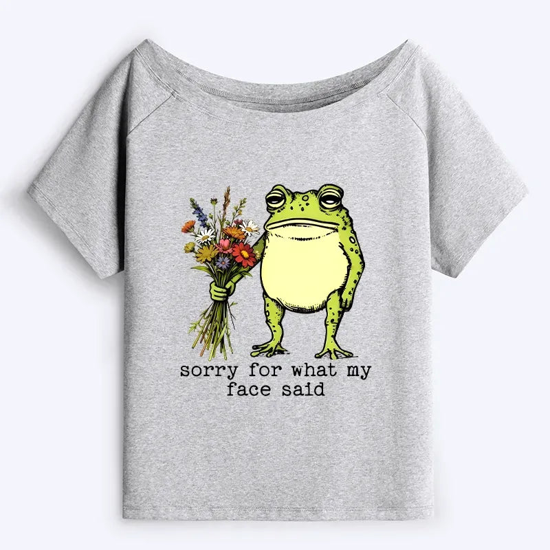 Japanese Vintage Frog Off Shoulder T-Shirt
