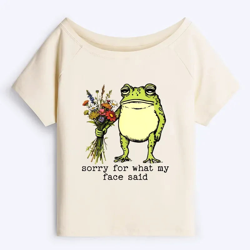 Japanese Vintage Frog Off Shoulder T-Shirt