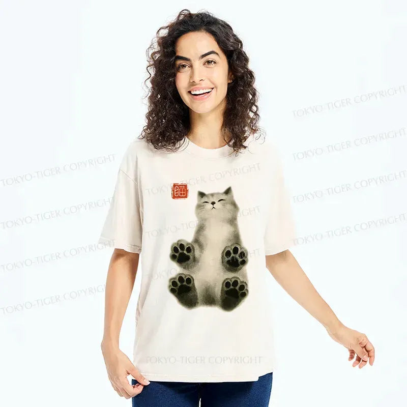 Japanese Fluffy Cat T-Shirt for Daily Wear