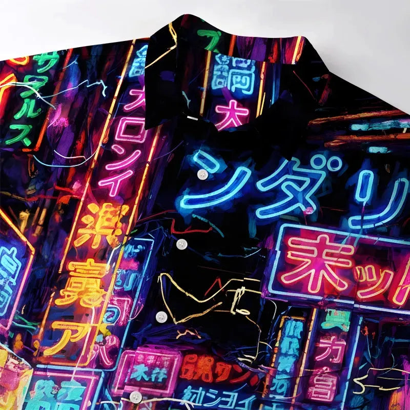 Kyoto-Lion Tokyo Street Scene Button-up Shirt