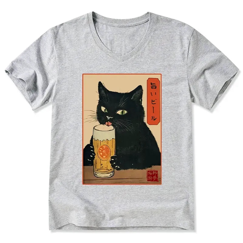 Funny Cat Drinking Beer Casual Top