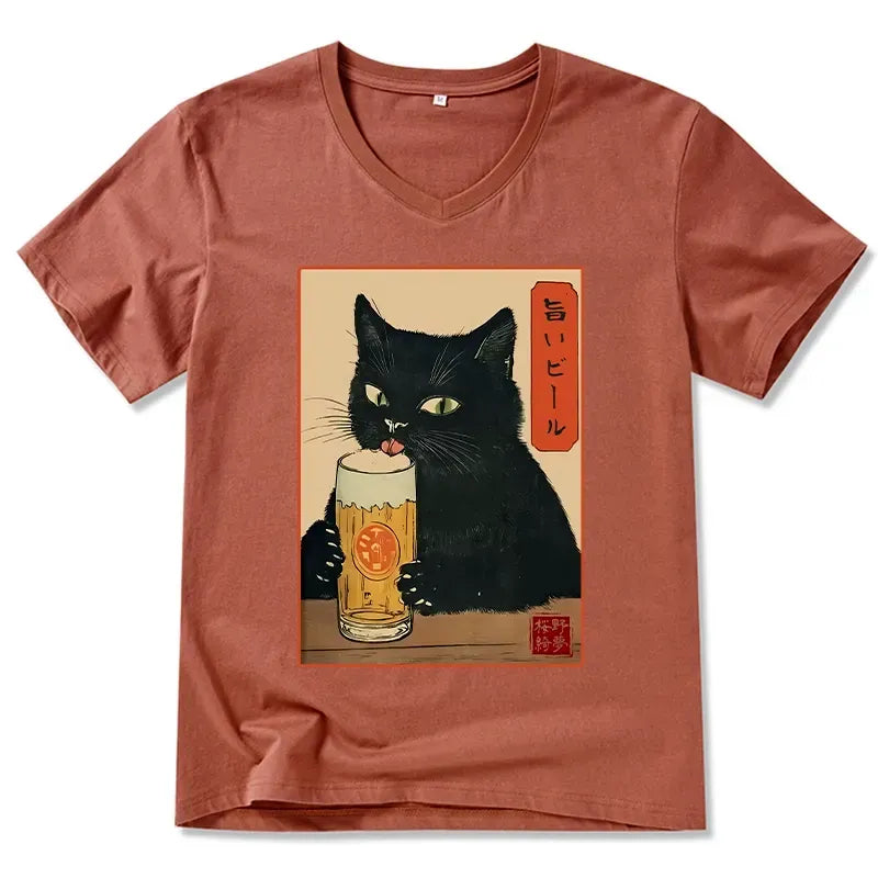 Funny Cat Drinking Beer Casual Top