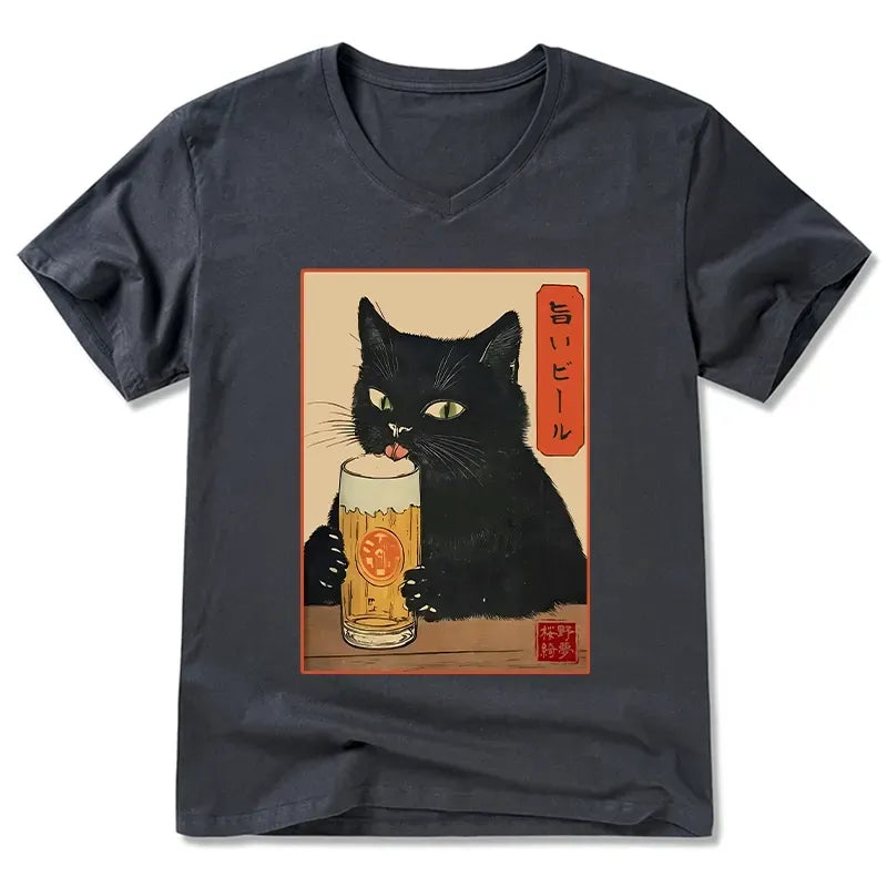 Vintage Ukiyo-e Cat Tee for Summer