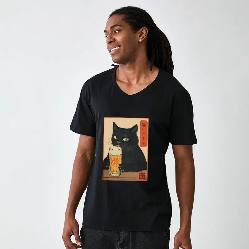Funny Cat Drinking Beer Casual Top