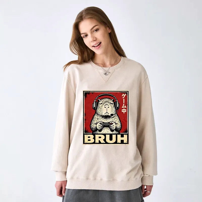 Japanese Style Washed Terry Sweatshirt for Daily