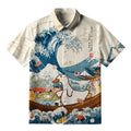 Kyoto-Lion Naughty Duck Eating Ramen Button-up Shirt