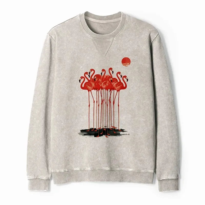 flamingos at dusk sweatshirt for weekend