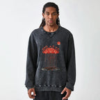Kyoto-Lion Flamingos at Dusk Washed Terry Sweatshirt