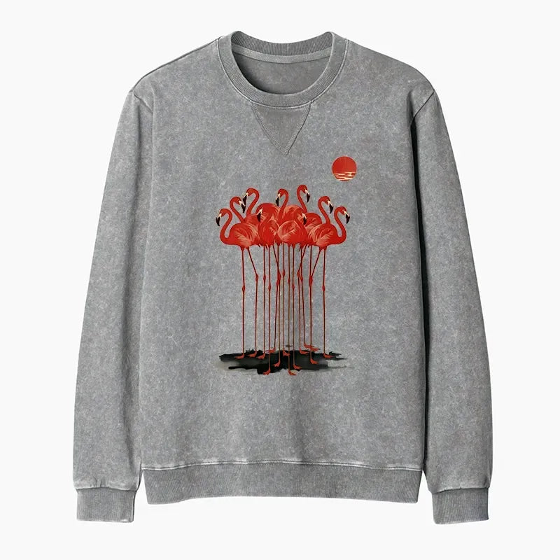 flamingos at dusk sweatshirt for weekend