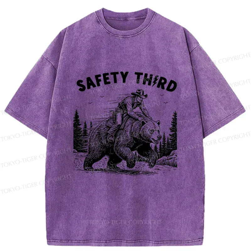 Kyoto-Lion Human Riding A Bear Washed T-Shirt