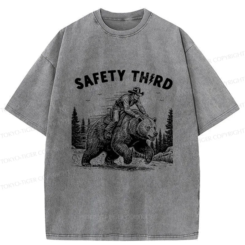 Kyoto-Lion Human Riding A Bear Washed T-Shirt