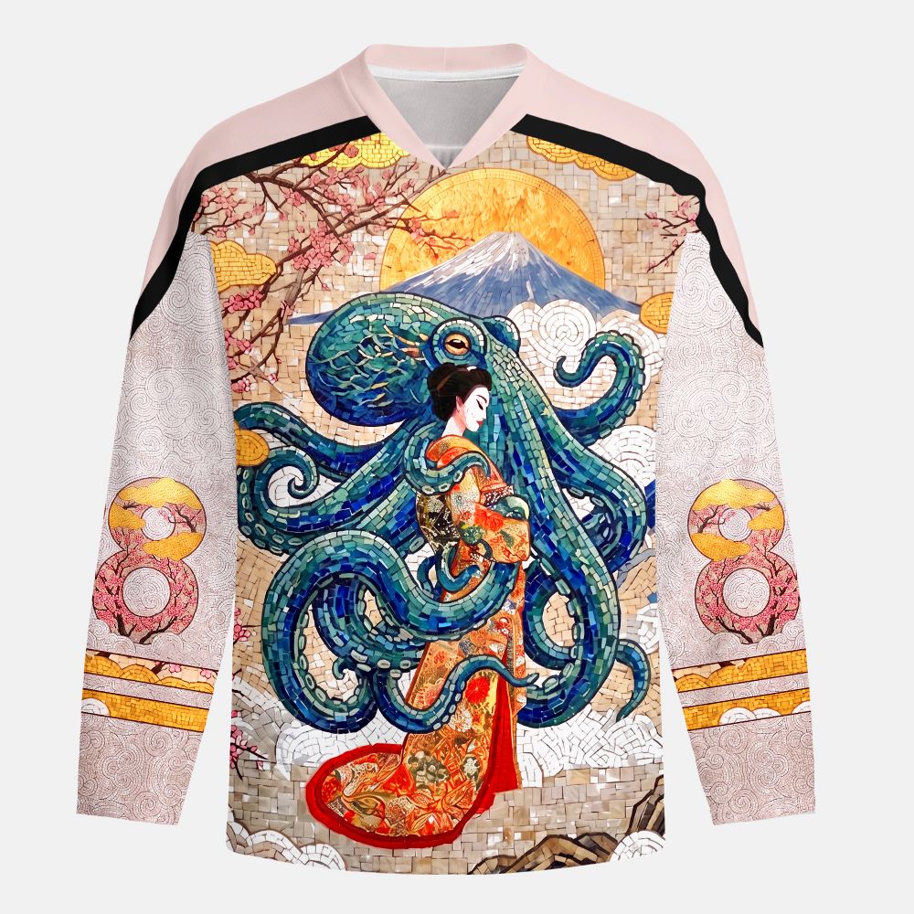 Kyoto-Lion Octopus And The Kimono Long-Sleeve Hockey Jersey