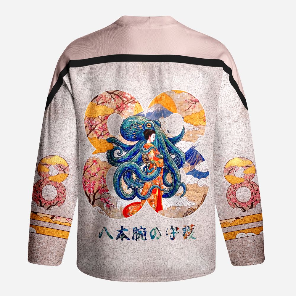Kyoto-Lion Octopus And The Kimono Long-Sleeve Hockey Jersey