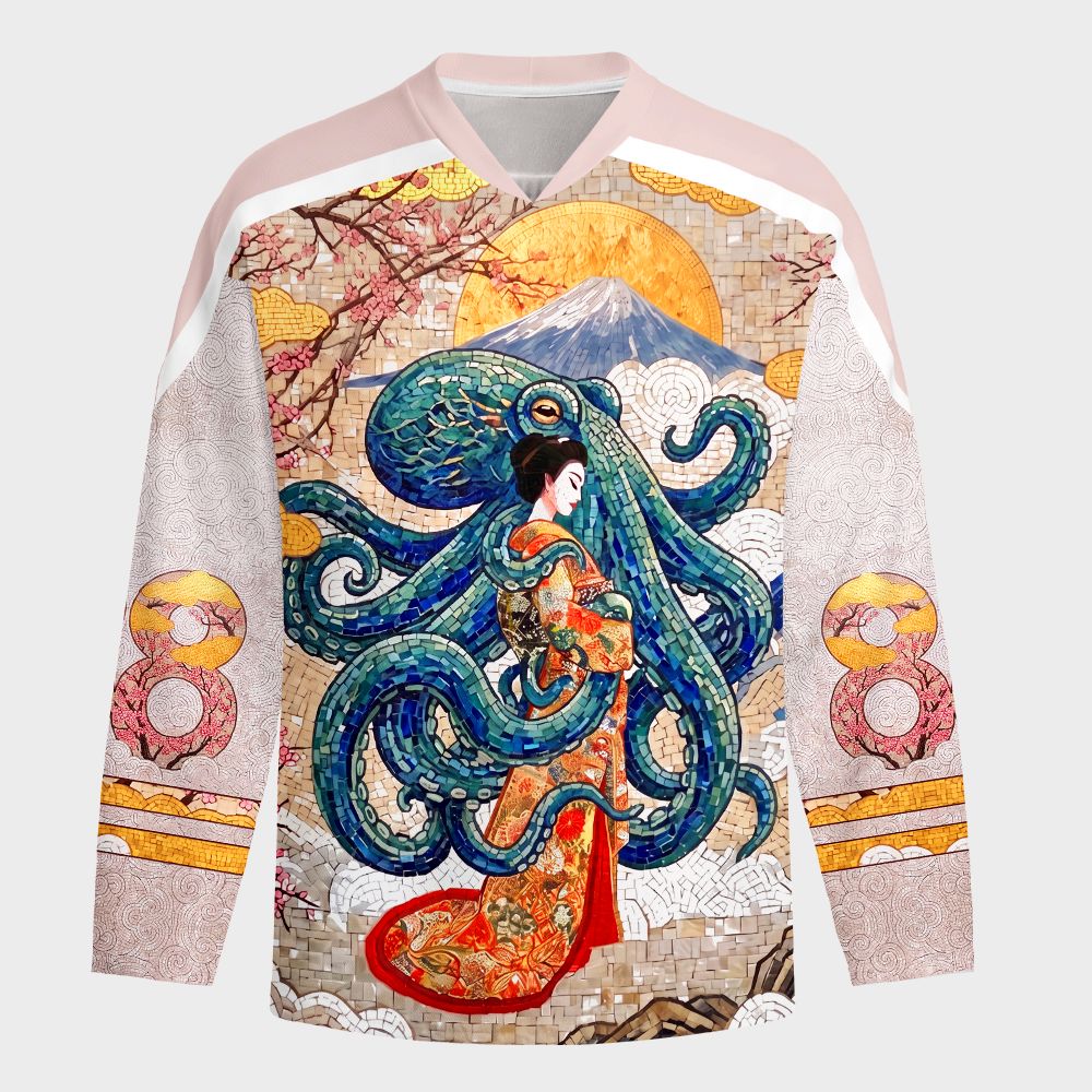 Kyoto-Lion Octopus And The Kimono Long-Sleeve Hockey Jersey