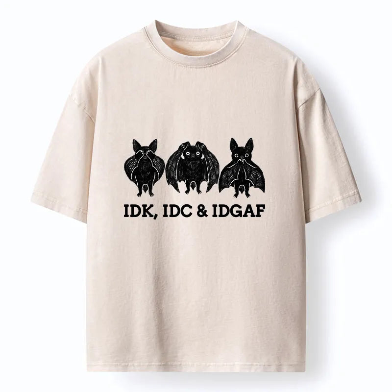 Kyoto-Lion Three Wise Bats Funny Meme Washed T-Shirt