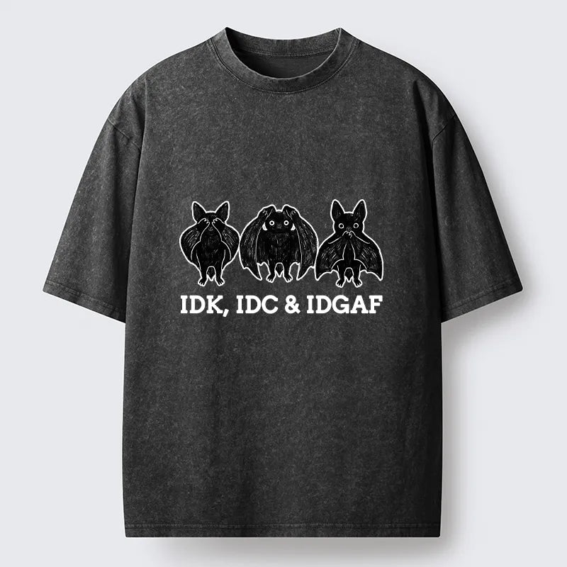 Kyoto-Lion Three Wise Bats Funny Meme Washed T-Shirt