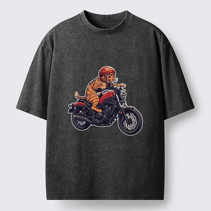 Japanese Biker Cat Art T-Shirt