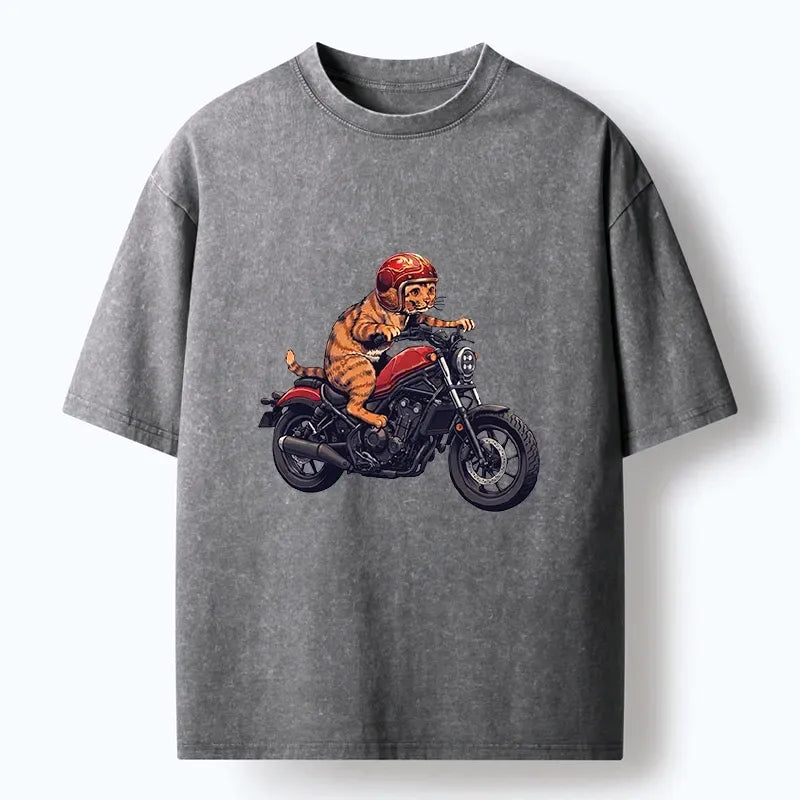 Japanese Biker Cat Art T-Shirt