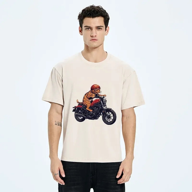 Japanese Biker Cat Art T-Shirt
