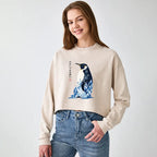 Kyoto-Lion Keep Calm Penguin Washed Crop Sweatshirt