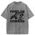 Kyoto-Lion Raccoon With A Knife Washed T-Shirt
