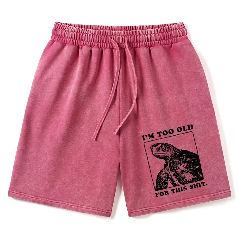 Kyoto-Lion Turtle I Quit Meme Energy Washed Shorts