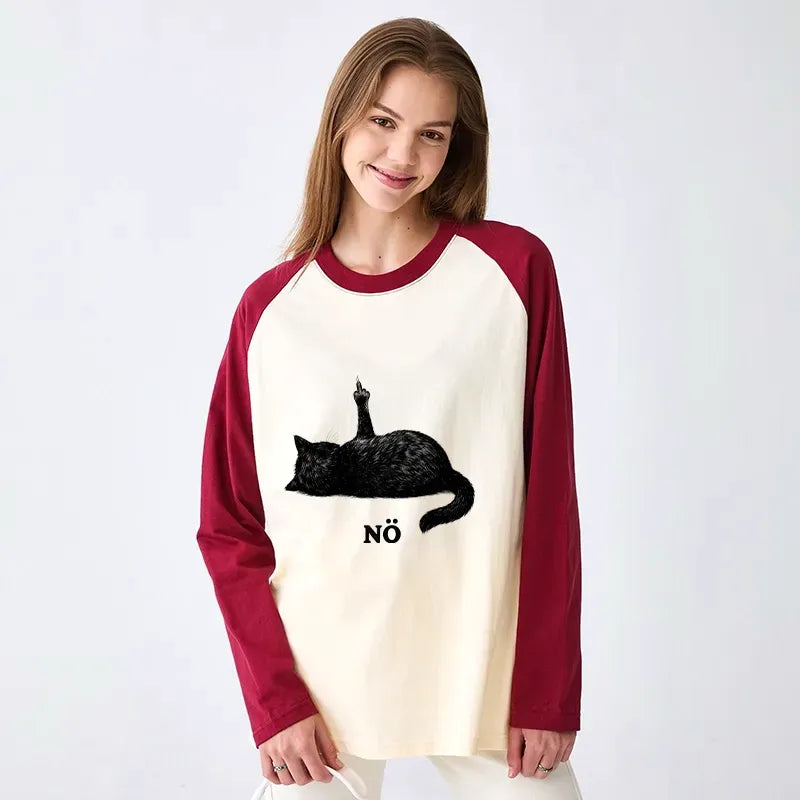 Kyoto-Lion Cat Refused Raglan Long Sleeve T-shirt